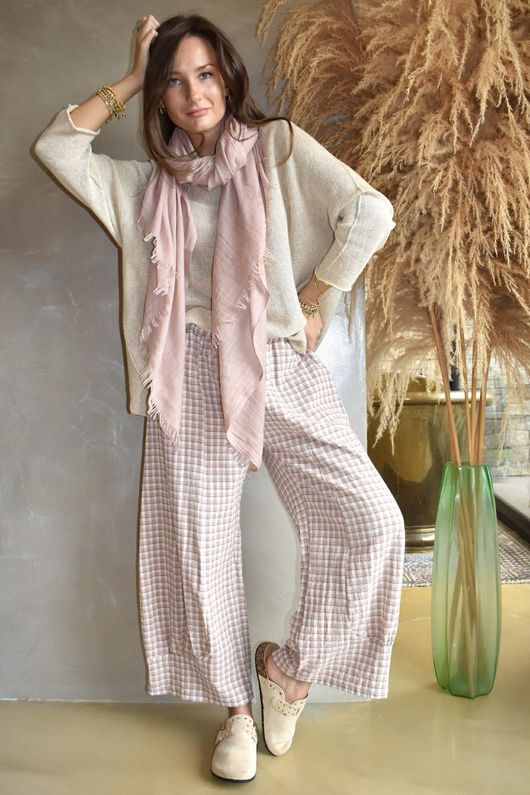 Annie Gingham Quirky 7/8 Pant Antique Rose